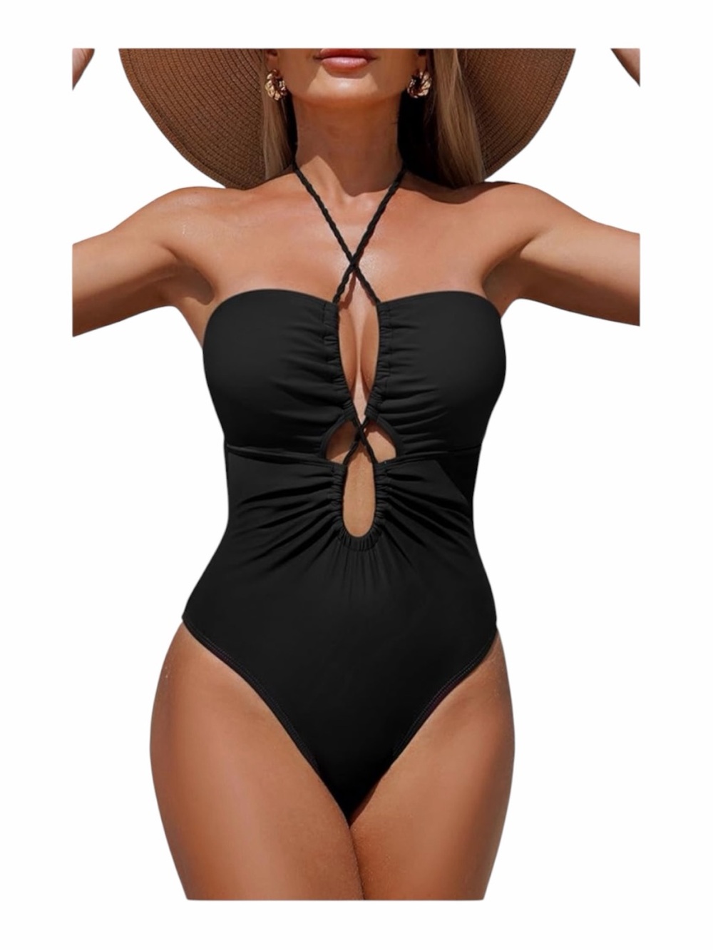 Black Strappy Keyhole One-Piece Swimsuit